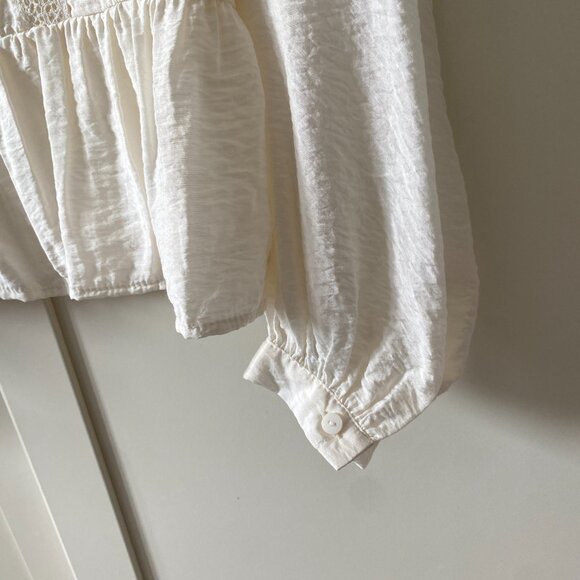 NWOT Lefties White Lace Trim Peplum Blouse XS Romantic Cottagecore - Picture 4 of 14